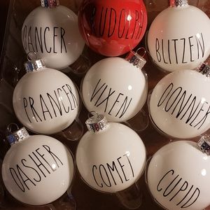 Reindeer name christmas bulbs. Glass or plastic